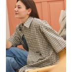 シャツ 「THE CRAFT CREW PRODUCTS」ビッグシルエット ドローコード ミニチェック レギュラーカラー半袖シャツ メンズ レディース