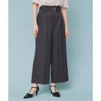パンツ ベルト付ストレッチワイドパンツ「防シワ/イージーアイロン/洗濯機洗い可」 レディース