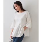 tシャツ ボリュームスリーブペプラムトップス「洗濯機洗い可」 レディース