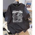 tシャツ スカル 髑髏 韓国 古着風 ピグメント Tシャツ 半袖 レディース メンズ