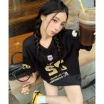 tシャツ ナンバリング ユニフォーム 韓国 ストリート y2k 古着風 半袖 Tシャツ Vネック オーバーサイズ ゲームシャツ レディース メンズ