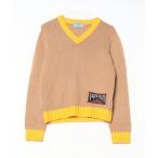 ショッピングPRADA 「PRADA」 ワンポイントVネックニット 40 ブラウン レディース
