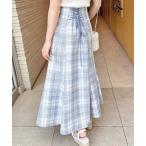 スカート バックレースアップチェック柄マーメイドスカート
