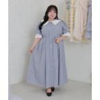 ワンピース 「大きいサイズ」プレート付きセーラーカラー半袖ワンピース