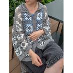 カーディガン 「動画あり」マシンクロシェシャツカーディガン レディース