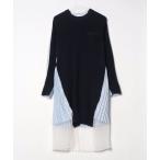 ショッピングストライプ 「Sacai」 ストライプ柄長袖ワンピース 2 ネイビー レディース