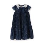 ワンピース レース衿 ドットプリーツワンピース キッズ 子供服 女の子