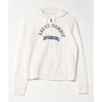 「Abercrombie&Fitch」 刺繍ジップアップパーカー M ホワイト メンズ