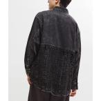 ブラウス シャツ 「STARLACE」ACID WASHING LACE DOCKING OVER SHIRT レディース メンズ