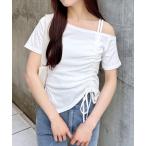 tシャツ アシメドロストカットソー レディース