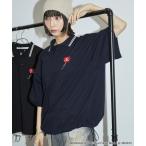 ポロシャツ BRANDALISED 別注 Girl with Balloon ハート刺繍ドロストオーバーサイズ 半袖ポロシャツ メンズ レディース