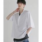 「防シワ」ルーズシルエットハーフジップシャツ メンズ レディース