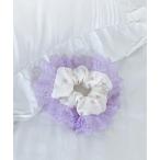 シュシュ リボン柄フリルシュシュ ヘアゴム