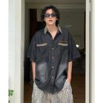 ショッピングヒョウ柄 シャツ ヒョウ柄デニム半袖シャツ メンズ レディース