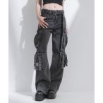 ジーンズ デニム デニムパンツ ポケット付ルーズデニムパンツ レディース