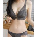 ブラジャー ショーツセット 脇高ブラ&シースルーショーツ 2点セット レースカップデザイン 谷間メイク ノンワイヤー レースブラ&ショーツ 2点セット