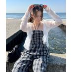サロペット オーバーオール 「aoki企画/低身長サイズ/2サイズ展開/無地&チェック」2piece カットアウトサロペット レディース