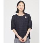 tシャツ 「ウォッシャブル」カットワークチェックコンビカットソー レディース