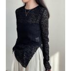 tシャツ サイドスリットシアーカットソー レディース