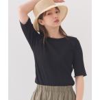 tシャツ 「接触冷感」リブ5分袖Tシャツ レディース