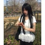 tシャツ スカーフ付きドット裾ティアードレース半袖Tシャツセット レディース