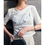 tシャツ ドレープデザイン半袖Tシャツ レディース