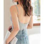 タンクトップ ノースリーブ カップ付き 深Uネックタンクトップ レディース