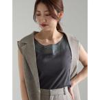 tシャツ シアー切替スクエアネックタンクトップ レディース
