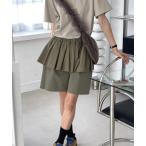 パンツ フェイクツーピースハーフパンツ レディース