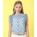 ブラウス シャツ reminiscence プリント フリルブラウス レディース