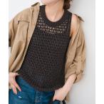 タンクトップ ノースリーブ メッシュアメスリニットタンク レディース