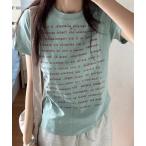 ショッピングtシャツ レディース 半袖 tシャツ 「 MEMECLE / メメクル 」クロップド コットンレタリング半袖Tシャツ レディース