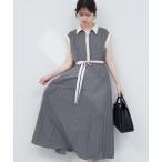 ワンピース サイドプリーツ配色デザインワンピース
