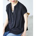 ブラウス シャツ 「手洗い可能」T/R追撚フレンチスリーブブラウス レディース