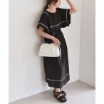 ワンピース quaranciel_「洗濯機可能」ケープデザイン パイピング ワンピース