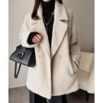 ジャケット テーラードジャケット ふわり纏うだけで上品見え。2wayシャギーダブルビックカラージャケットコート（ミドル丈） レディース