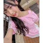 ショッピングオフショルダー tシャツ 「MELTY BUNNY/メルティバニー」レース切り替えオフショルダーTシャツ キッズ 子供服 女の子