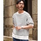 tシャツ クルーネック サマーニット 5分袖Tシャツ メンズ