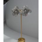 ピアス すかしメタルフラワービジューピアス レディース