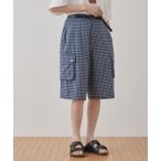 水着 「Unblend」セットアップ対応 / UVカット&吸水速乾 水陸両用 チェック柄 ハーフカーゴパンツ レディース メンズ