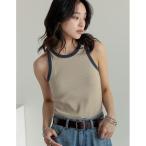 タンクトップ ノースリーブ 「2025 SUMMER COLLECTION」テレコリブカップ付きバイカラーアメスリタンク「返品交換不可」 レディース