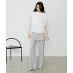 ブラウス シャツ ストライプスリーブレスシャツウィズレースビブ / Striped Sleeveless Shirt with Lace Bib レデ
