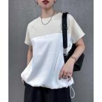 tシャツ ライトダンボールサテンドッキングショートスリーブプルオーバー レディース