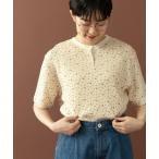 tシャツ USEDサーマル小花プリント ヘンリーネックTシャツ レディース
