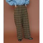 ショッピングチェック パンツ 英国羊毛 へリンボンチェック後ろゴムパンツ(セットアップ対応) レディース