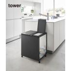 ゴミ箱 ダストボックス 「WEB限定」「tower/タワー」 蓋付き目隠し分別ダストワゴン 45L 2分別