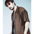 シャツ 「NO ID.」Changing Knit Sheer Big Shirt Blouson / チェンジング ニット シアー ビッグ シャツ