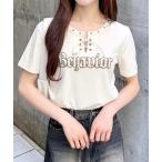 tシャツ レースUPロゴTシャツ レディース