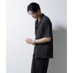 シャツ 「Damerino」 ヘリンボン オープンカラーシャツ 半袖 メンズ