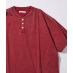 tシャツ リラックスフィット パウダー加工 ヘンリーネック ショートスリーブTシャツ メンズ